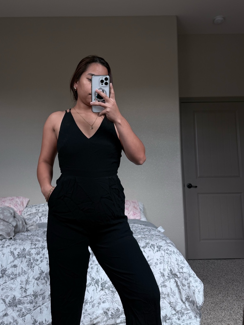 Madewell Black V-Neck Sleeveless Jumpsuit